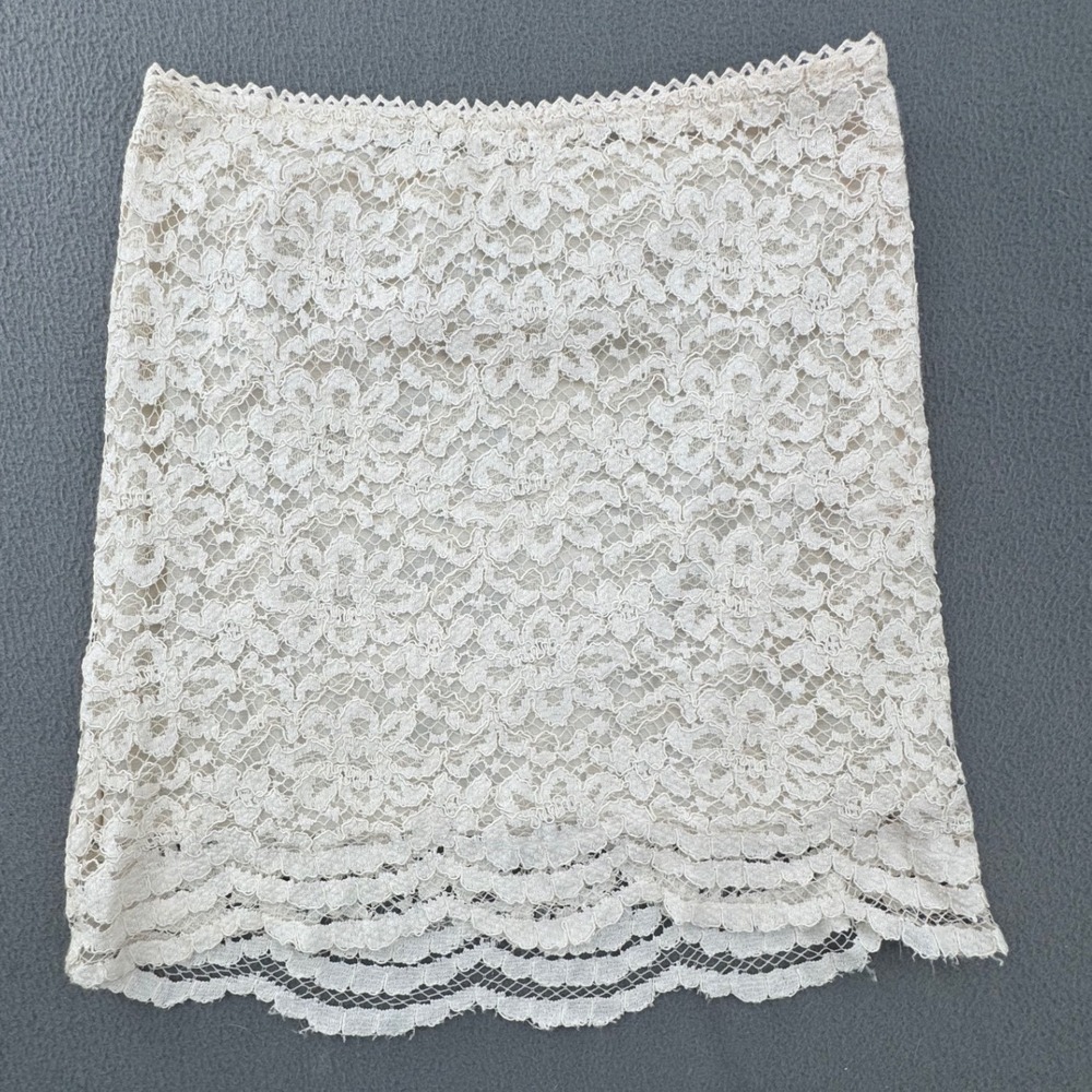 I Love H81 Lace Mini Skirt Sz 26 Floral Scalloped Hem Fairycore Romantic Dainty